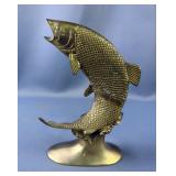 Brass Jumping Fish Figure Approx 8.5" Tall