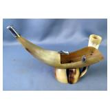 Horn And Humidor And Pipe Stand 12.5" x 7.5"