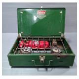  Coleman 2-Burner Campstove Model 425E, Contains Some Liquid Fuel, Local Pickup Only