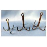 Metal Fishing Hooks, Various Sizes And Styles, Qty 17