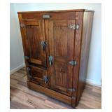 Antique White Mountain Grand Oak Ice Box, 49" x 35" x 21"