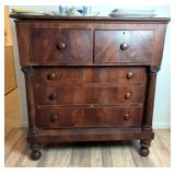 Antique Chest Of Drawers, 5 Locking Drawers, 50" x 47" x 24", Top Has Been Repaired, Top Is Detached
