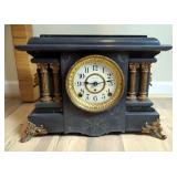 Seth Thomas Mantle Clock With Lion Accents, 11.5" x 16" x 6"