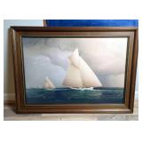 Sailboats Watercolor Framed Print, 25" x 35"