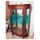 Curved Glass Curio Cabinet, 66" x 42" x 15", Bidder Responsible For Proper Removal