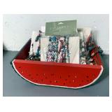 Seasons of Cannon Falls Bead and Charm Garlands, 5ft, Qty 7, And Watermelon Tray