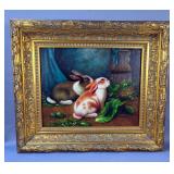 S. Rayder "Rabbits" Framed Oil On Canvas Painting, Signed By Artist, 25" x 29"