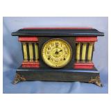 Seth Thomas 6 Column Mantel Clock With Lion Head Accents, 11" x 18" x 6.5"