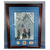 Heroes USA September 11, 2001 Raising The Flag At Ground Zero Picture With Commemorative Stamps, Fra