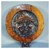 Carved Wood Chair Back With Face, 20" x 16.25"