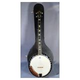 Hondo 5 String Banjo, HB75A, With Strap, In Hard Sided Carry Case