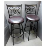 Padded Seat, Metal Back Barstools, Qty 2, Seat Height 30"