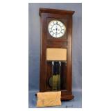 Antique Wall Clock With Beveled Glass Front And Insert 16" x 34" x 6", Includes Replacement Glass