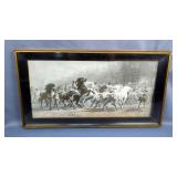 Rosa Boneur The Horse Fair Print, Framed Under Glass, 12.5" x 23", With Commentary On Back By Dana D
