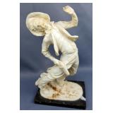 Santini Cowboy Sculpture On Marble Base 11.5" Tall