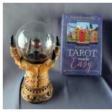 Plasma Ball With Witch Hands Stand, 8", Powers On And Barbara Moore Tarot Made Easy Kit Including Bo