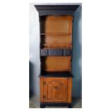 Hand Crafted Two Piece Slim Hutch, Two Shelves And Lower Cabinet, Flip Down Shelf, 62" x 24.5" x 12"