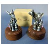 Hallmark Little Gallery Pewter Democratic Donkey And Republican Elephant, With Wood Stands, 2" Tall