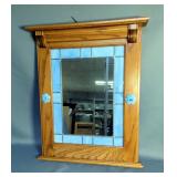 Wood Framed Leaded Glass Mirror 25.5" x 20.5"