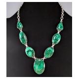 Malachite Gemstone Necklace, 7 Stones, 20"