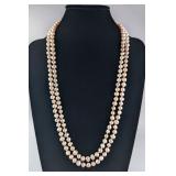 White 7-8mm Genuine Round Freshwater Pearl Necklace, 64"