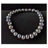 Black 7-8mm Genuine Freshwater Pearl Stretchy Bracelet