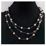 Multicolor 3-String Genuine Freshwater Pearl Necklace, 18"