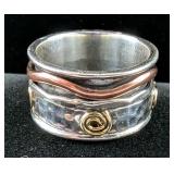 Sterling Silver Designer Spinner Ring By Bobby Duggal, Size 9