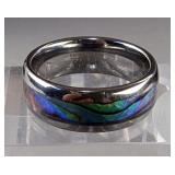 Tungsten Carbide Abalone Shell Center Ring - 8mm - Size 10