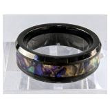 Mens Multi-Color Center Band Inlay Fashion Ring, 8mm, Size 10