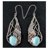Larimar And Sterling Silver Earrings