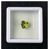 Peridot Multi-Faceted Heart Shaped - 0.85 Total Carat Weight