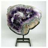 Brazillian Amethyst Geode Portal/Slice On Metal Stand, 20x16.5", 31lbs