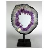 Brazillian Amethyst Geode Portal/Slice On Metal Stand, 16.5x11", 11.5lbs