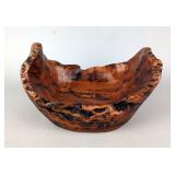 Live Edge Carved Wood Bowl, 10.5x8x6.75"