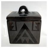 Tonita Roybal San Ildefonso Blackware Pottery Box, 4x4"