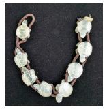 Hand-Carved Serpentine Stone Turtle Rope Bracelet, 9.5"