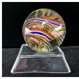 Handmade Multicolored Swirl Marble With Air Bubbles, 1.75"