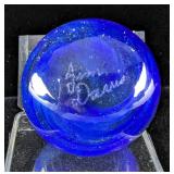 Handmade Artist Signed, Jim Davis, Blue Large Swirl Marble, 1.75"