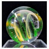 Artist Signed, CAS, Green And Yellow Swirl, Red And Blue Swirl Marbles