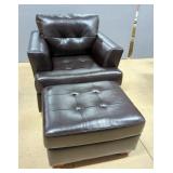 DuraBlend Button Tufted Leather Chair And Ottoman