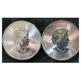 2020 Canada $10 2-ounce Silver Coins, Qty 2, Each Coin Is .999 Fine Silver 