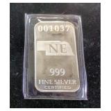 Federated Mint 50 State Minimum Nebraska .999 Fine Silver Bars, Qty 5 