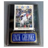 Topps Zack Greinke Kansas City Royals Autographed Baseball Card On Plaque, And Donruss George Brett 