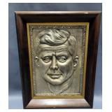 Framed Metal Portrait Of JFK, Signed Guilmeros 61, 19" x 14.5"