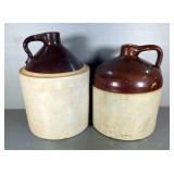 Unbranded Crock Jugs, Qty 2, Approx 11.5" And 14" Tall 