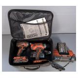 Ridgid 1/4" Impact Driver, Model R86034, And Ridgid Drill, Model 860054, With 18V Batteries, Qty 2, 