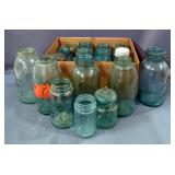 Blue Colored Glass Jars, Various Brands, Styles, And Sizes, Qty 20, Some Have Lids