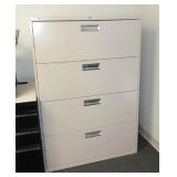 Hon 4 Drawer Lateral Filing Cabinet and Contents, Includes Folders, Envelopes, Binder Clips, Supply 