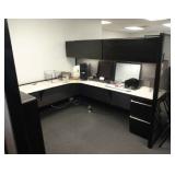 Cubicles, Qty 2, with Overhead Storage Bins, Undermount Lighting, Drawers, 66.5"T x 74" x 75" 